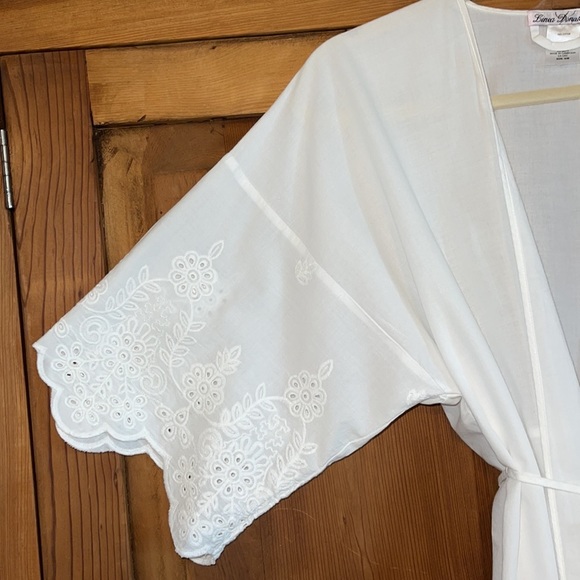 Linea Donatella White Gorgeous Cotton Eyelet Robe Sz. S/M Bridal - Picture 9 of 16